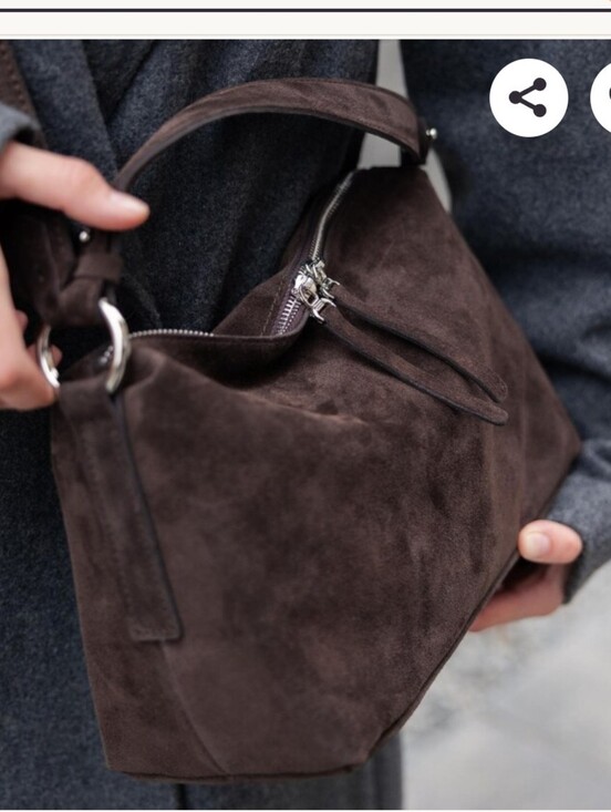 Handbags - Brown Suede Top-Handle Satchel
